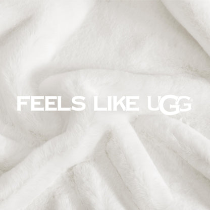 UGG Euphoria Faux Fur Throw Blanket, Warm Fluffy for Couch or Bed, Luxury Bedroom Decor, Blankets, Machine Washable, 50-inch x 70-inch, White Snow