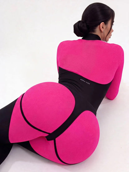 Bona Fide Mistress Workout Jumpsuit for Women, Neon Pink, X-Small