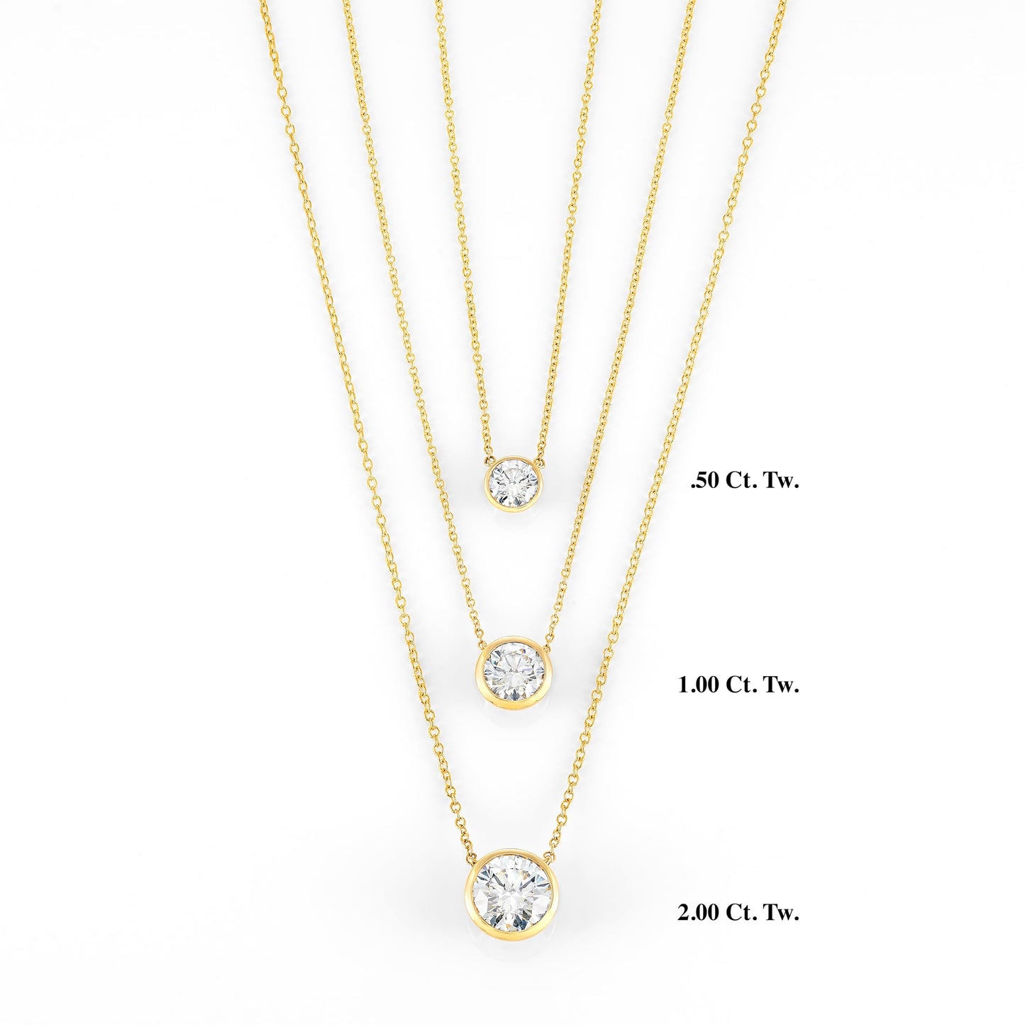 Carbon Atelier IGI Certified 1 Carat Brilliant Cut Lab Grown Diamond Round Solitaire Pendant Necklace for Women I 14k Yellow Gold Necklace (G-H, VS1-VS2, cttw) I 18 Inch Long Chain I Bezel Set