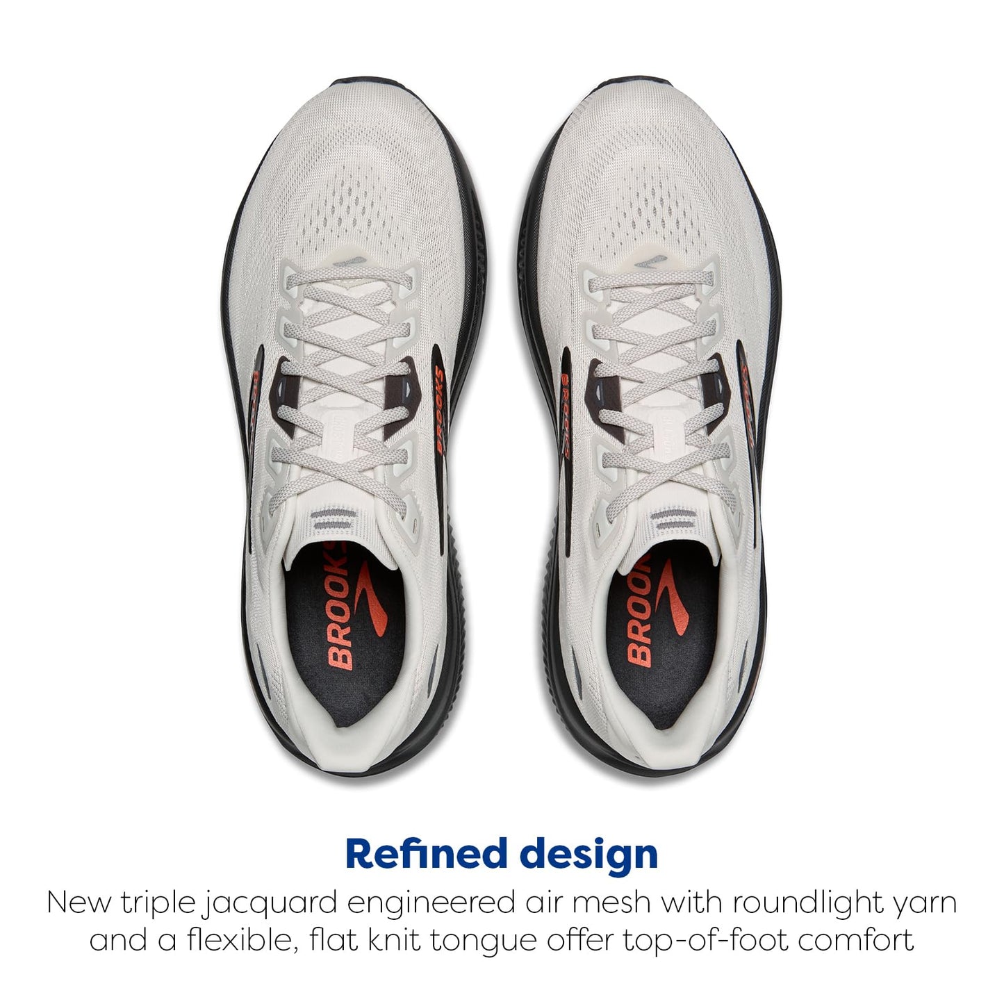 Brooks Men’s Ghost 18 Neutral Running & Walking Shoe - Coconut/Pearl/Tigerlily - 7 Medium