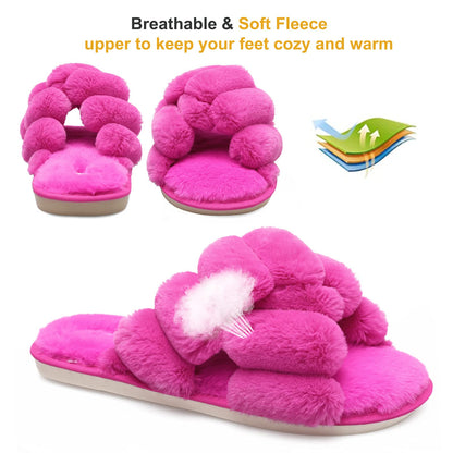 Sissy Open Toe Fluffy House Slippers -  Slides Slippers Pink