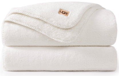 UGG Whitecap Plush Throw Blanket for Couch, Fleece Soft Fuzzy Throw Blankets for Bed, Luxury Home Decor, Apartment Essentials, 50-inch x 70-inch, White Snow