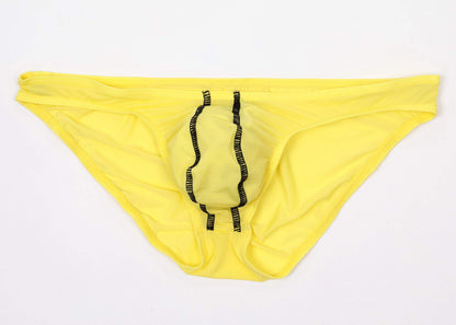 Newsywell Men's Ice Silk Bikini Low Rise Bulge Soft Slim Fit Breathable Athletic Briefs Underwear Yellow X-Large