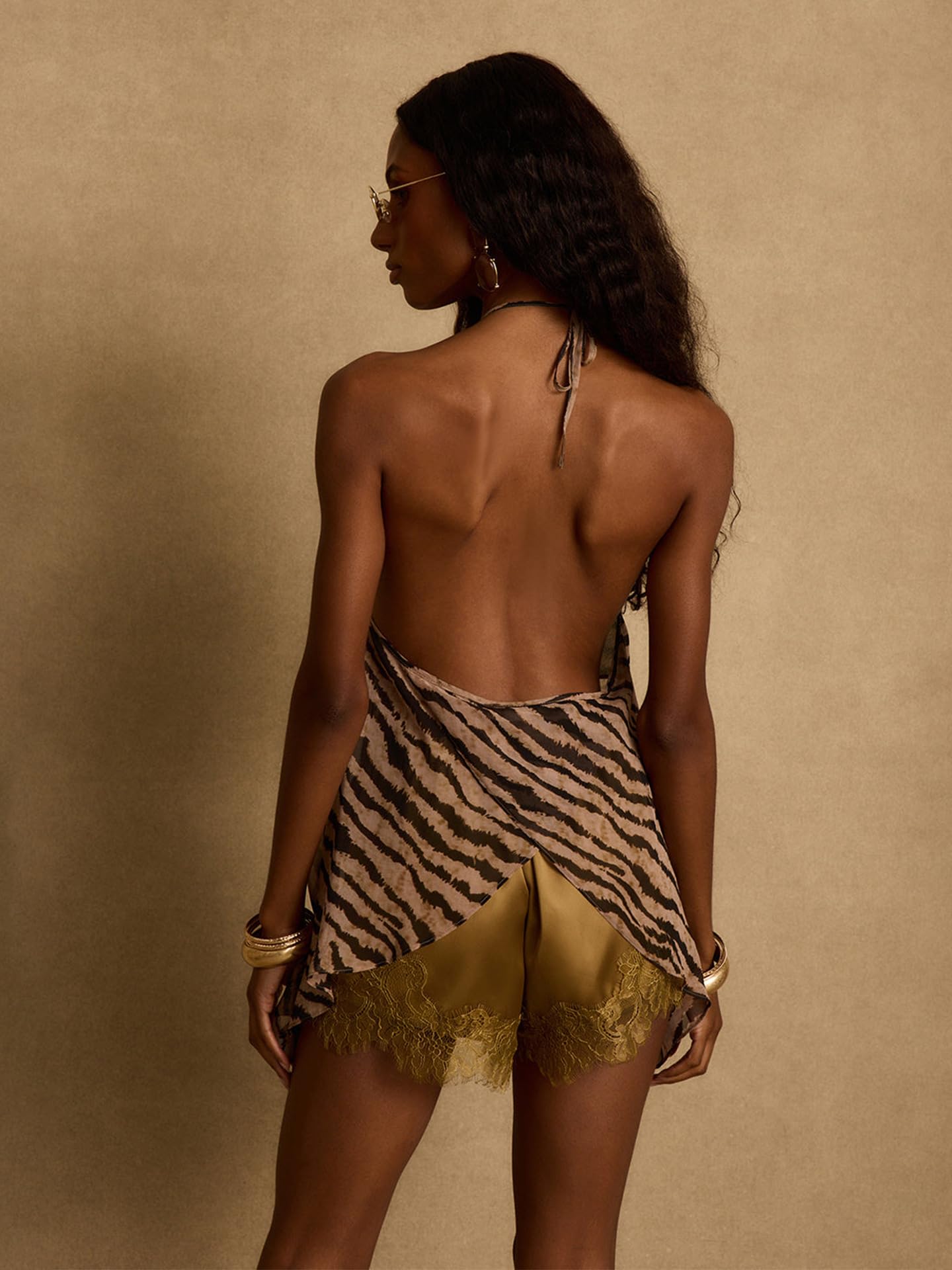 NIFTRIRY Halter Tops for Women Tiger Print Backless Tank Vacation Outfits