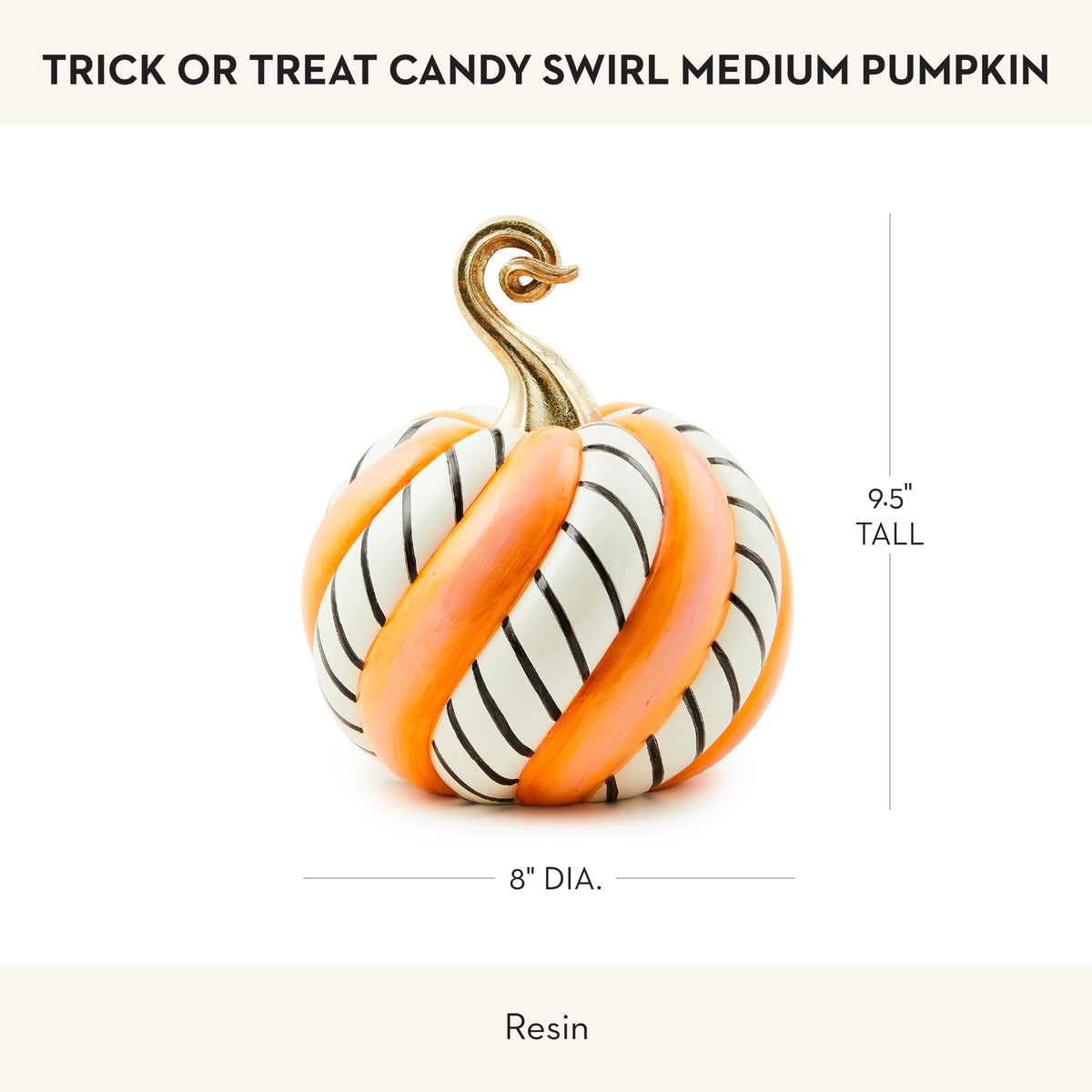 MACKENZIE-CHILDS Resin Pumpkin, Medium, Trick or Treat Candy Swirl