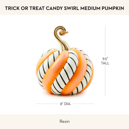 MACKENZIE-CHILDS Resin Pumpkin, Medium, Trick or Treat Candy Swirl