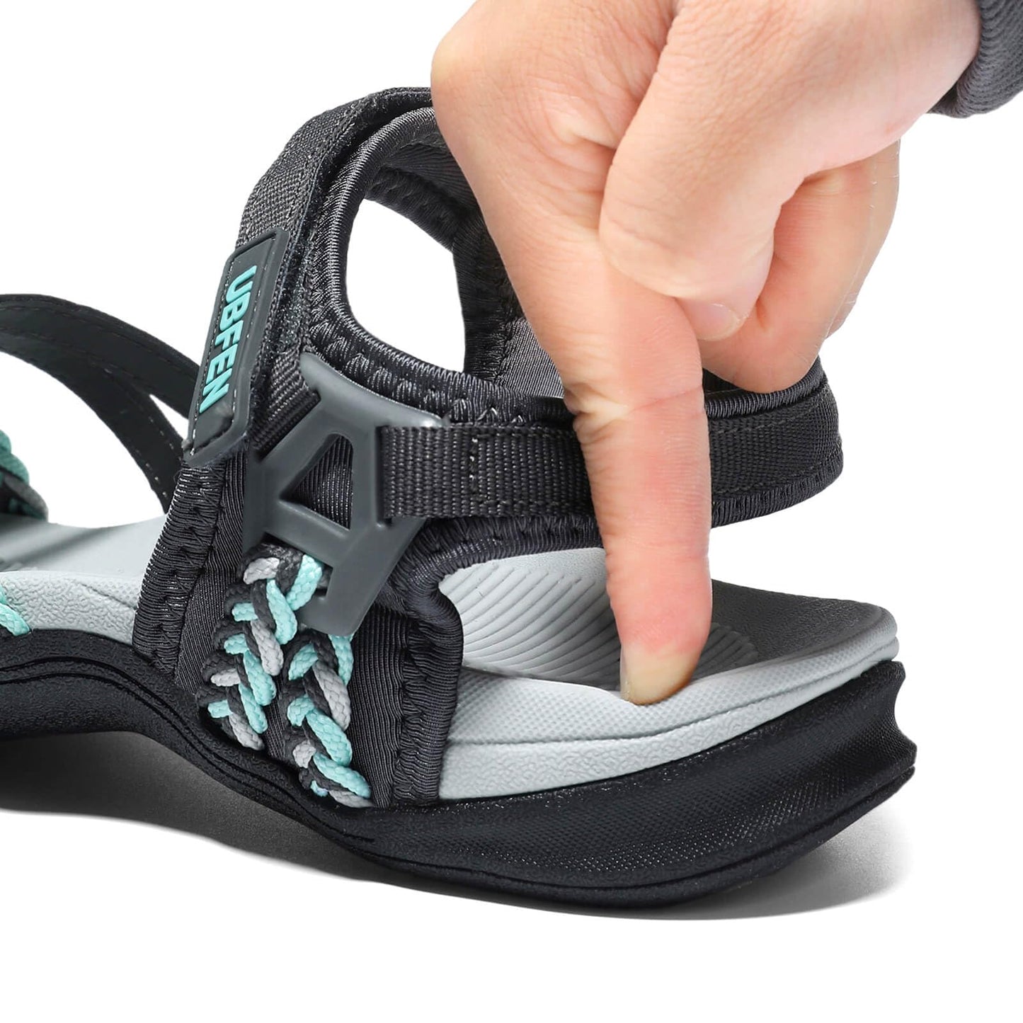 UBFEN Womens Hiking Comfort Sport Sandals Beach Vacation Camping Casual Sport Sandals with Adjustable Straps and Arch Support Size US 10 Gray Mint
