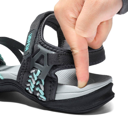 UBFEN Womens Hiking Comfort Sport Sandals Beach Vacation Camping Casual Sport Sandals with Adjustable Straps and Arch Support Size US 10 Gray Mint
