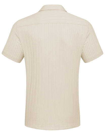 COOFANDY Men's Summer Linen Shirts Short Sleeve Button Down Shirts for Men Fashion Beach Casual Shirt Beige