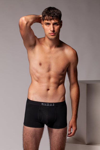 NUDUS Mens Bamboo Rayon Trunks Underwear 4-Pack in Luxury Gift Box – Ultra Soft Mens Boxer Briefs Pack – Low Rise Trunk Briefs with Fly Opening