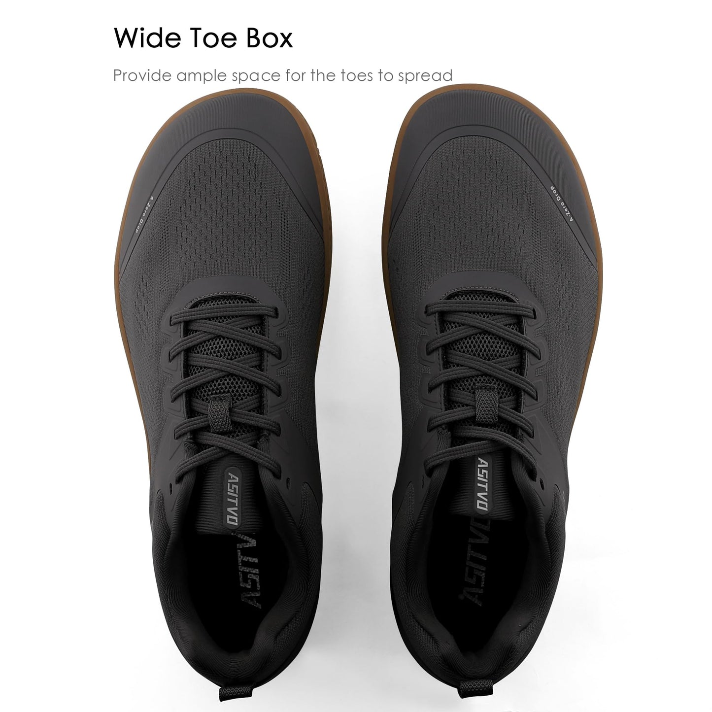 ASITVO Wide Barefoot Shoes Men Gym Zero Drop Sole Minimalist Cross Trainer Width Toe Box Size 10.5 Sneakers Grounding Trail-Running Shoes Dark Grey Oxford 44