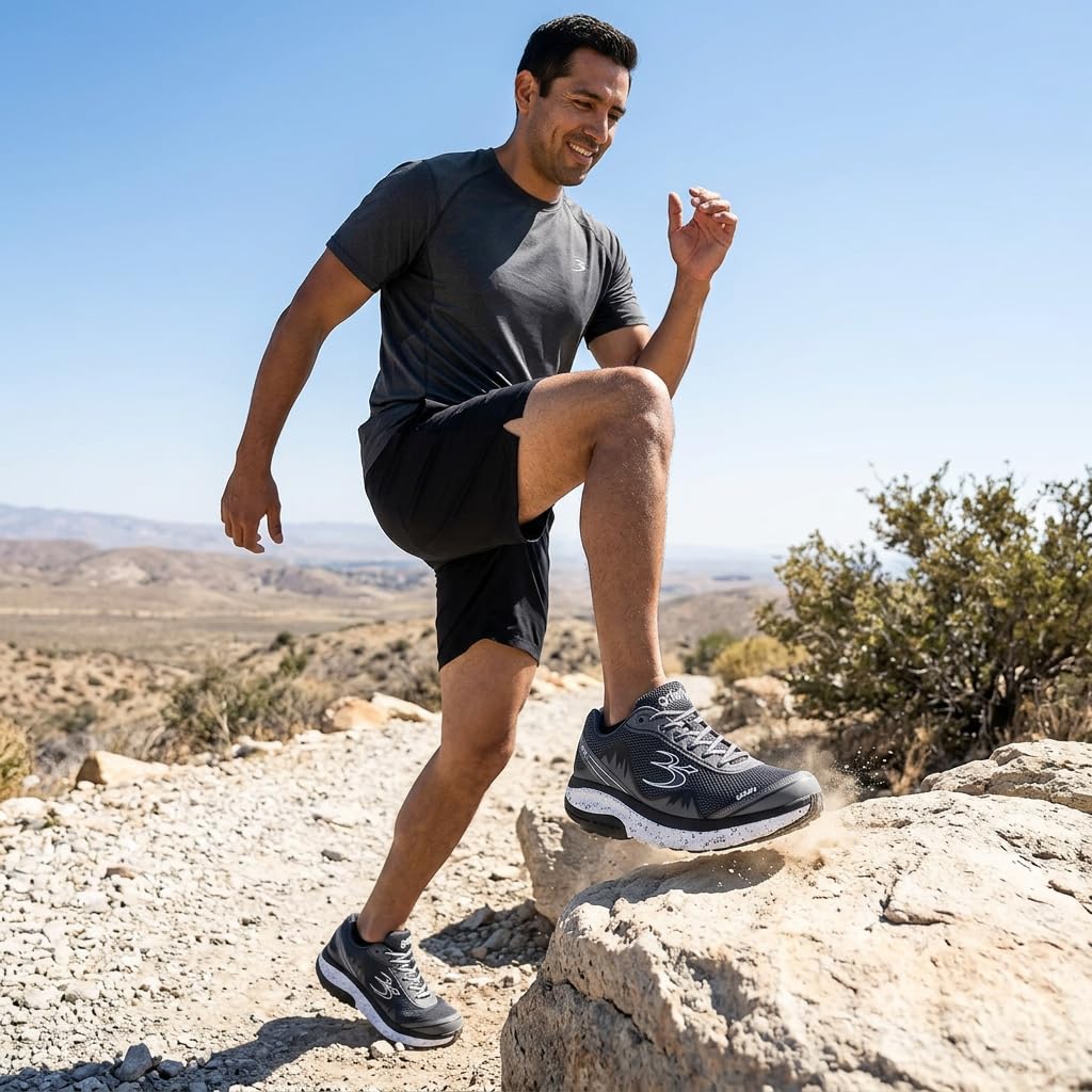 Gravity Defyer g-defy Mighty Walk Men’s Orthopedic Comfort Shoes Plantar Fasciitis | VersoShock All-Day Comfort | Wide Toe Box | Reduces Pain for All Activities Grey