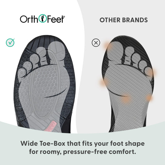 Orthofeet Men's Orthopedic Black Knit Lava No-Tie Sneakers, Size 11.5 Wide