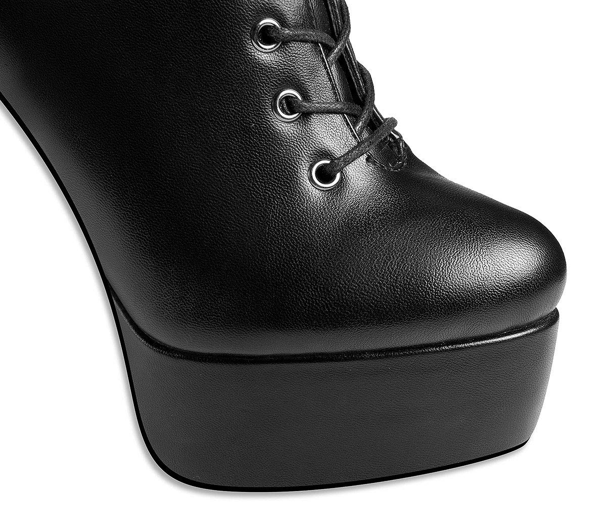 ANN CREEK - Women's 'Niwen' Knee High Sexy Fashion Ultra High Stiletto Heels Platform Lace Up Boots Black 10