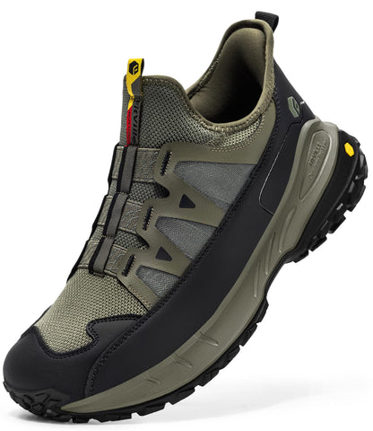 FitVille Extra Wide Sneakers for Men Slip-on Shoes, Soft Comfortable Mens Running Shoe, Slip Resistant Hiking Walking Shoes with Arch Support & Wide Toe Box Khaki Green