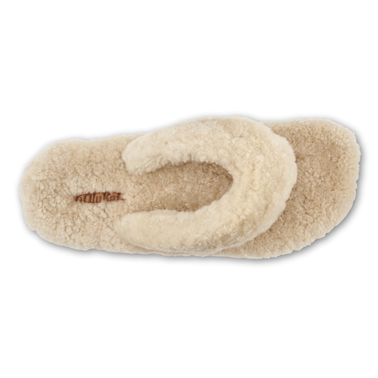 OLUKAI Kipe'a Heu Women's Sandal Slippers, Soft & Comfortable Shearling-Wrapped Straps, Durable Rubber Outsoles for All-Day Wear, Causal & Cute Everyday Style, Tapa/Tapa, 8