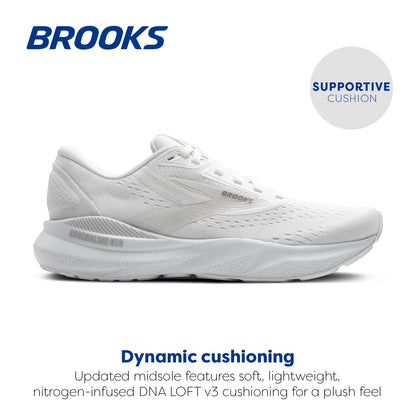 Brooks Women’s Adrenaline GTS 24 Supportive Running Shoe - White/Oyster/Alloy - 11.5 Wide