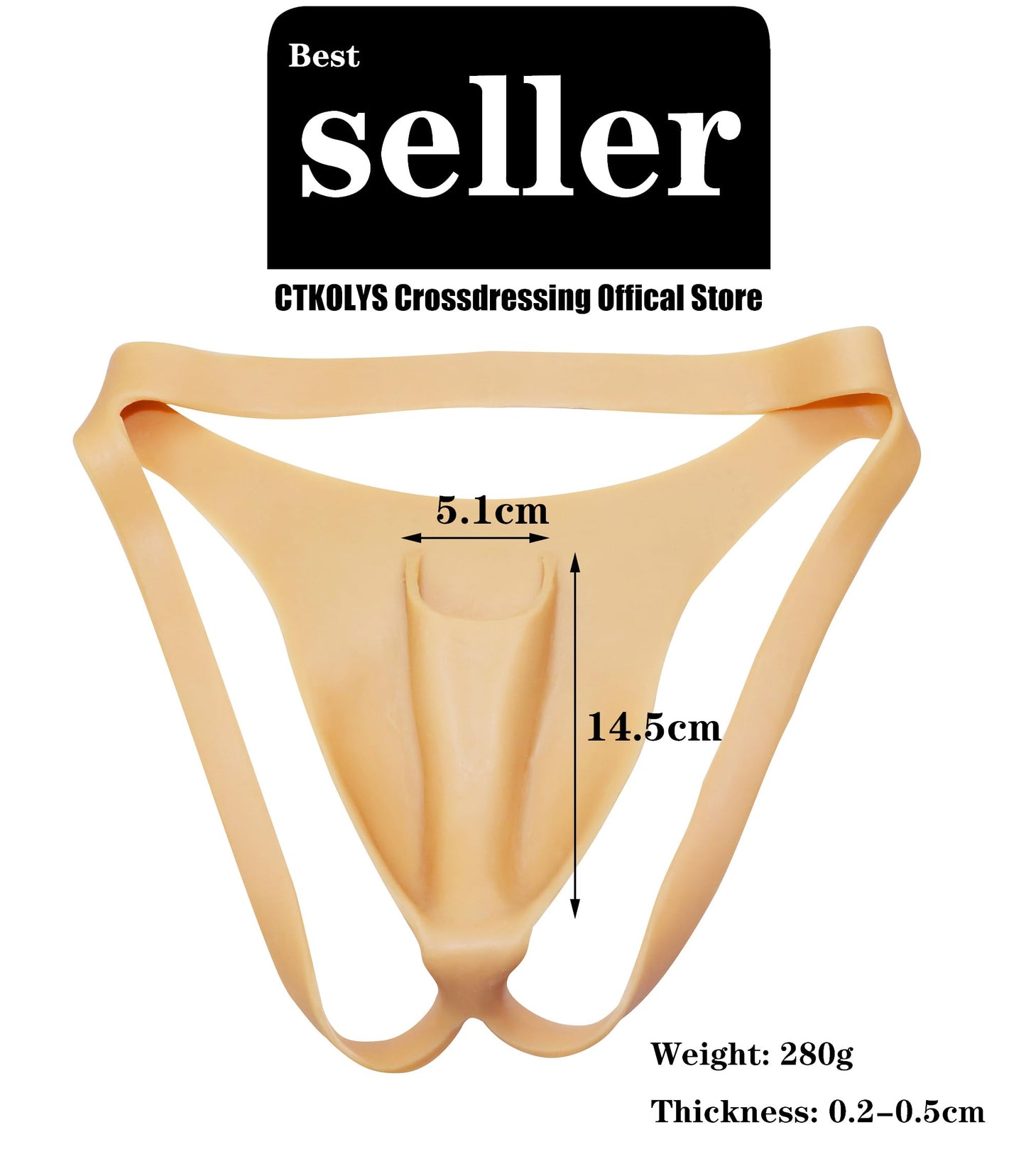 CTKOLYS Men's Camel Toes Panty Hiding Gaff Silicone Double Thong for Crossdresser Transgender 1G 2G Cyber Skin,Color1 has hair,One Size