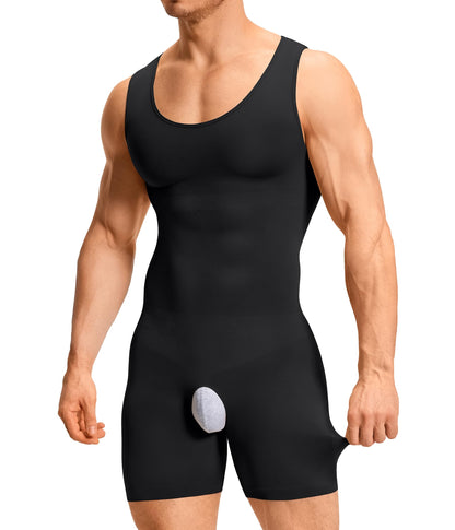 TAILONG Mens Shapewear Tummy Control Bodysuit Sleeveless Compression Shirts Slimming Body Shaper Fajas Para Hombres Black
