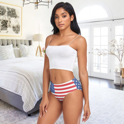 Soft Underwear Women Briefs American Flag Stars Stripes Breathable Ladies Hipster Panties S