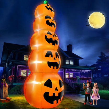 14 FT Giant Halloween Inflatable Stacked Pumpkins Outdoor Decoration