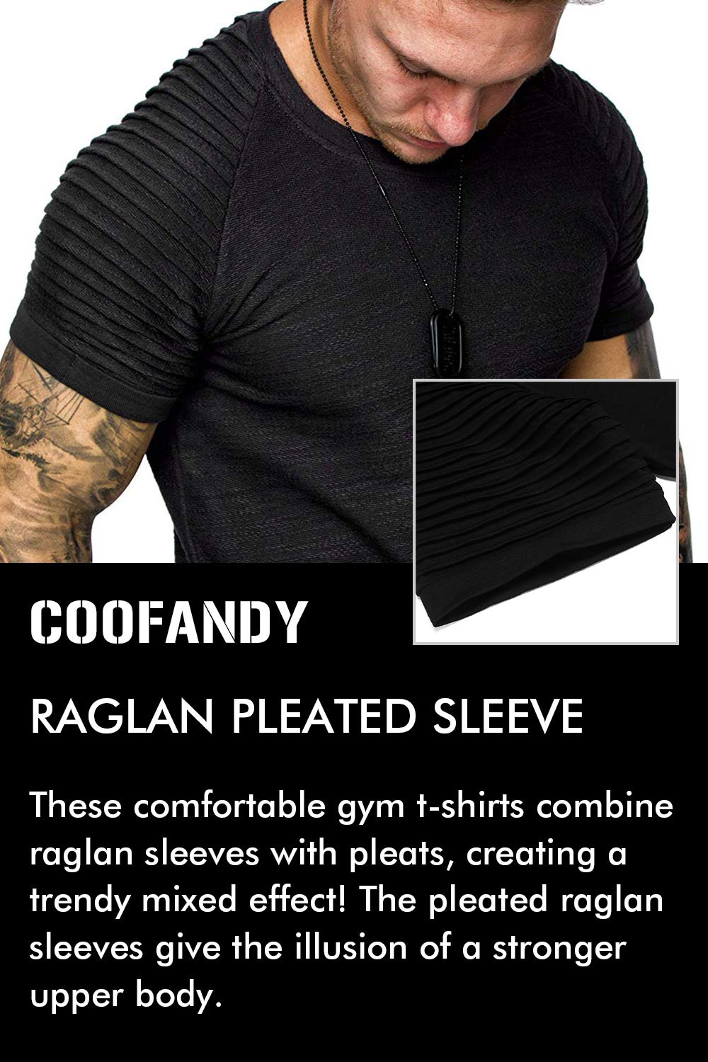 COOFANDY Mens Muscle Tops Lightweight Workout Short Sleeve T-Shirts Gym Sweat Tee Black XXXL