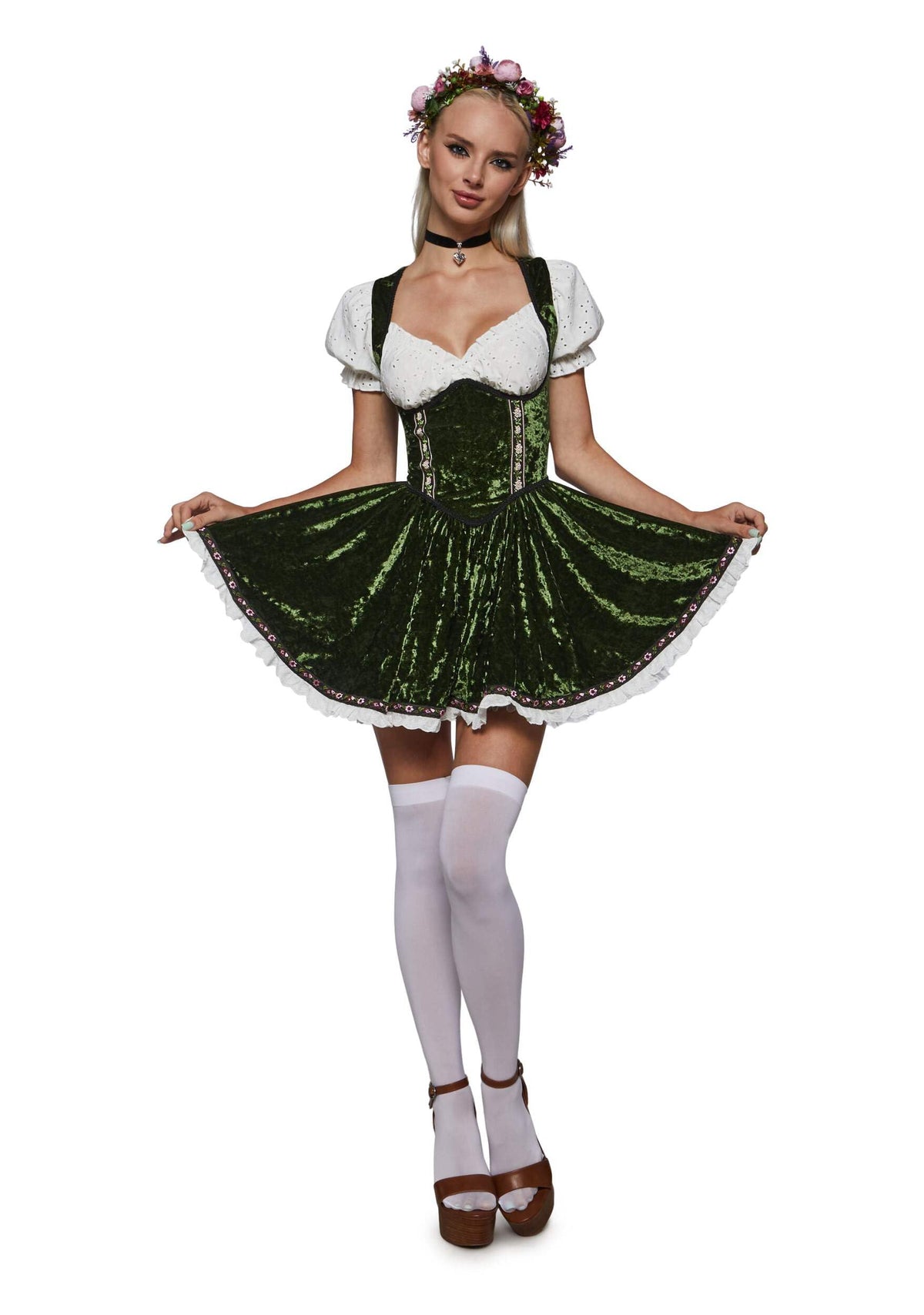 Dolls Kill Oktoberfest Bavarian Maiden Costume - German Beer Hall Maiden Set by Trickz N' Treatz,1X