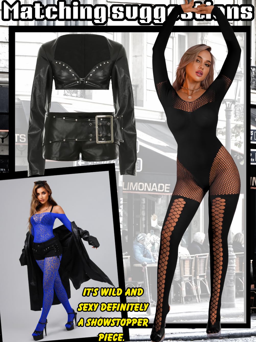 EHSUYAB Womens Sexy Full Fishnet Bodysuit, One Piece Mesh Lace Jumpsuit Body Stockings, Rave Club Poster Exotic Dancer Outfit Black One Size