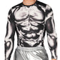 GORGLITTER Men's Body Print Crop T Shirt Long Sleeve Crewneck Tee Shirts Top Black and White Small