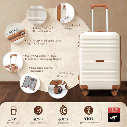 CASELLY Luggage Sets with spinner wheels, PC+ABS Hard Shell Travel Luggage,Lightweight Carry-on suitcases with TSA Lock,YKK Zippers (Green, 7 piece sets（14/18/20/24/28/DB/TB）)