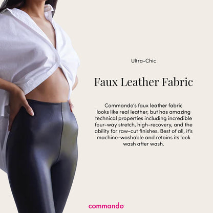 commando - Faux Leather Leggings | Sculpting Yet Soft & Flexible | Raw-Cut Finish | Machine Washable, Retains Shape & Color | Navy, Large