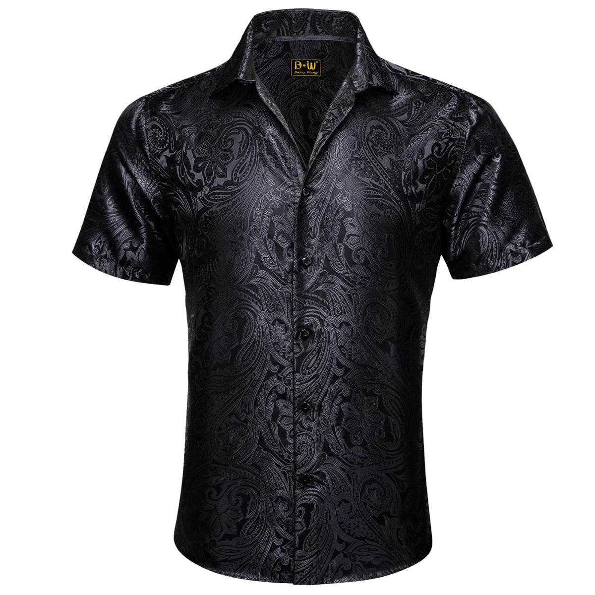Men’s Paisley Short Sleeve Shirt Luxury Western Jacquard Party
