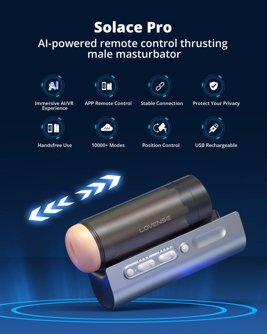 LOVENSE Solace Pro Automatic Male Masturbators, App Remote Control Pocket Pussy Thrusting Blowjob Sex Toys - Machines & Devices for Men Pleasure Adjustable Male Stroker with Immersive AI/VR Experience