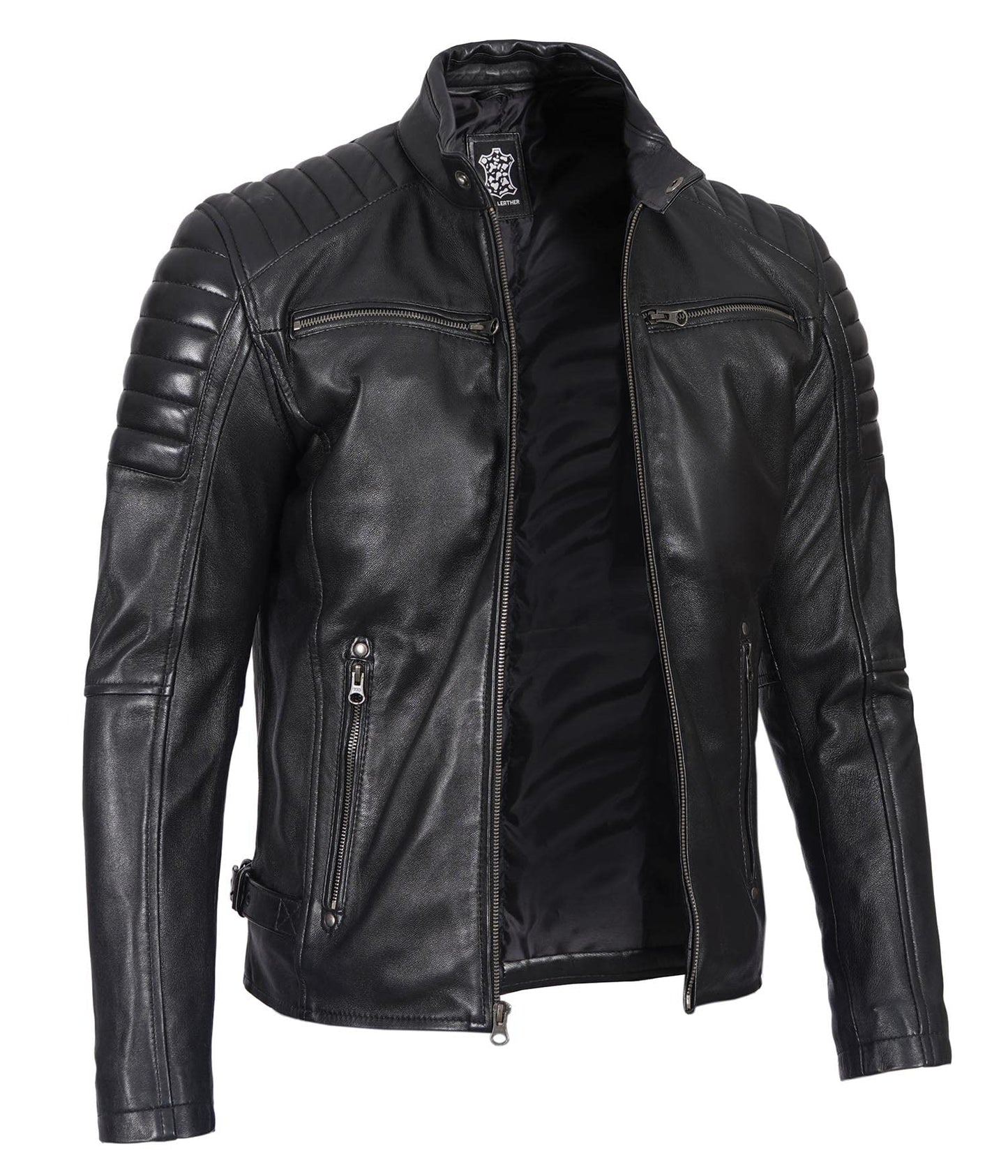 Experience Timeless Style and Unmatched Craftsmanship with the Real Leather Cafe Racer Jacket for Men | [1114363] Felix Black, M