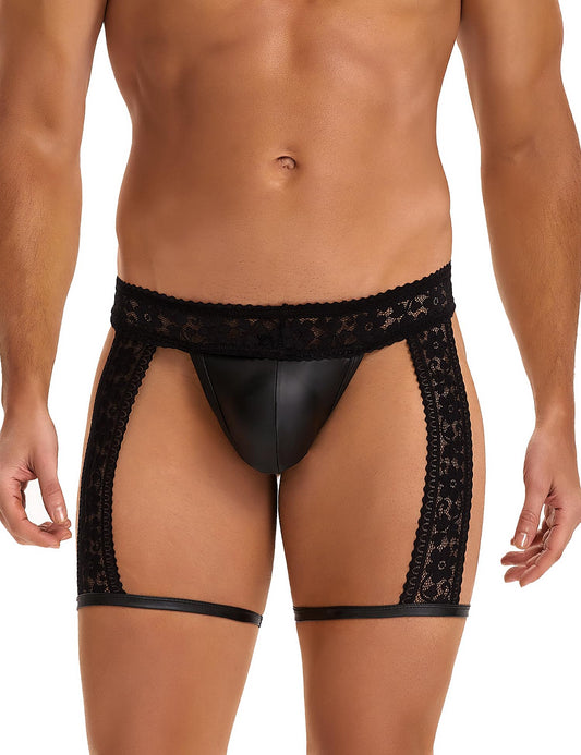 ohyeahlady Mens Lace Thong Underwear 3D Pouch G String Thong Black Low Rise Bikini Jock Strap Lingerie for Men XL