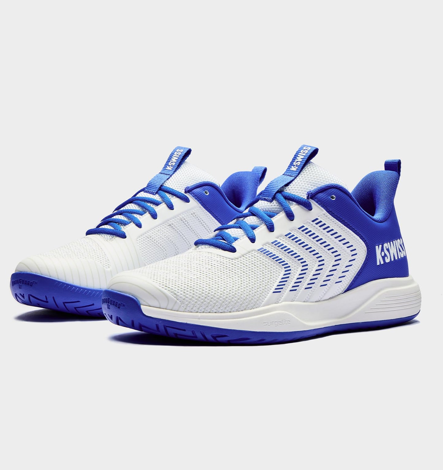 K-Swiss Men's Ultrashot Light Pickleball Tennis Shoe - Lightweight Court Shoes Lateral Movement Stable Support, White/Blue/Multi 10.5 M