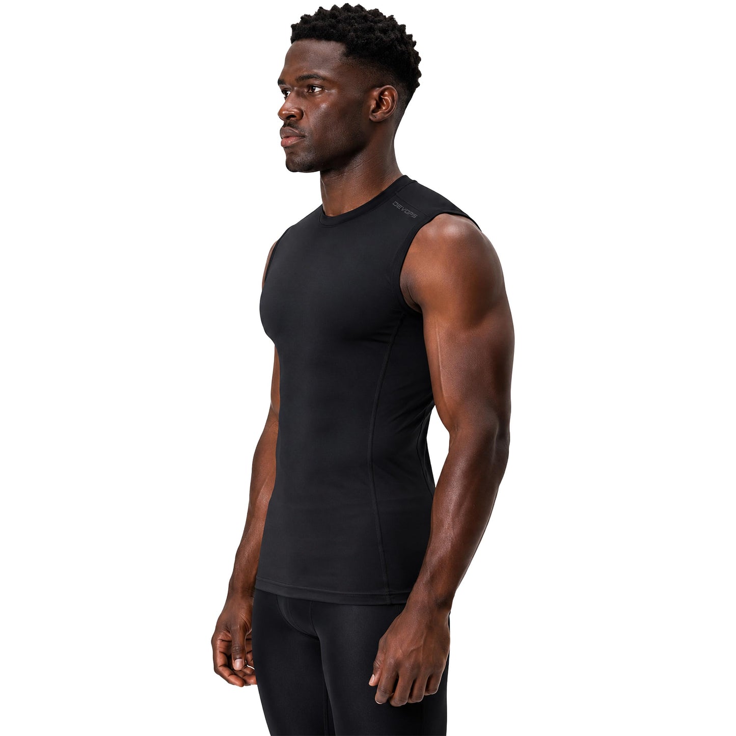 3 Pack Men's Compression Shirts Sleeveless Workout Tank Top Baselayer for Gym Training, Running, Moisture Wicking (Large, Black/Black/Black)