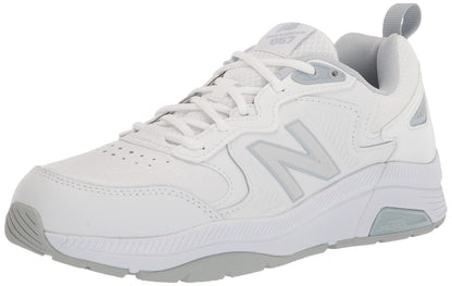 New Balance Women's 857 V3 Casual Comfort Cross Trainer, White/Cyclone, 8 Medium US