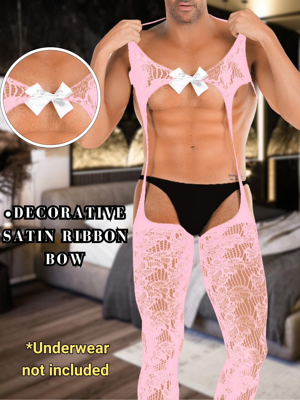 Pink Sissy Bodysuit - Nylon Stockings for Men