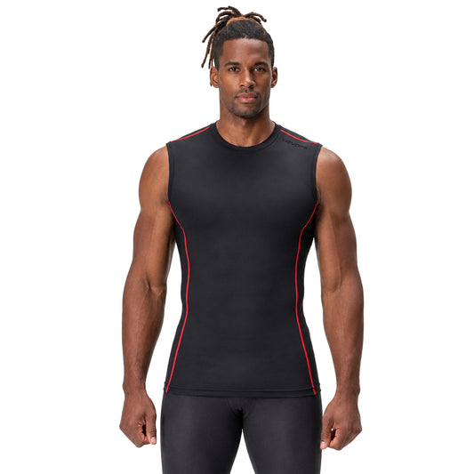 3 Pack Men's Compression Shirts Sleeveless Workout Tank Top Baselayer for Gym Training, Running, Moisture Wicking (Large, Black/Black/Black)
