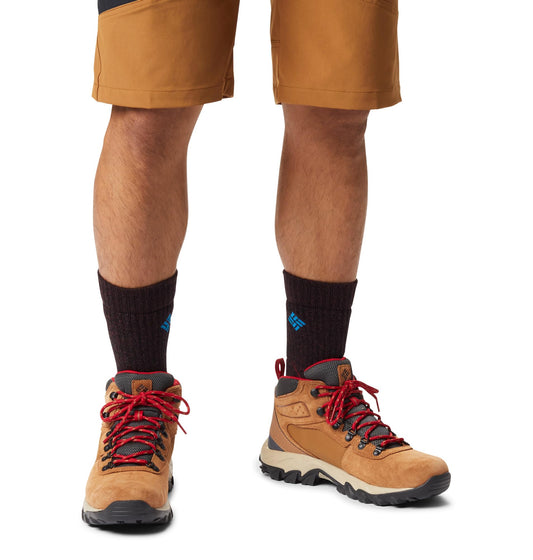 Columbia Mens Newton Ridge Plus II Suede Waterproof, Elk/Mountain Red, 8