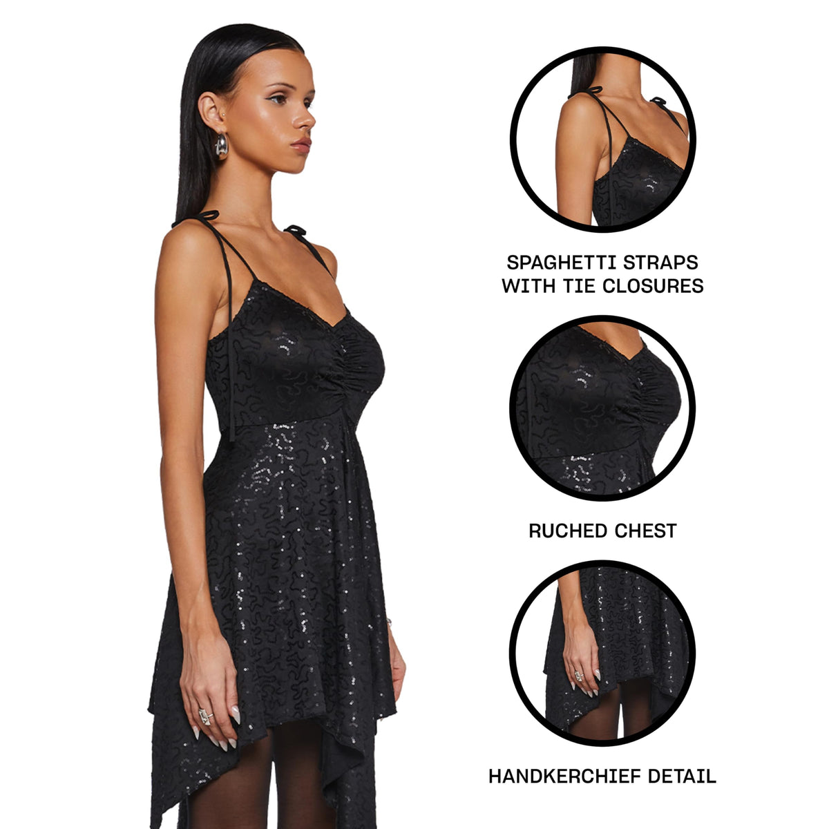 Dolls Kill F is for Fairies Dress by Current Mood, Black Sequin, Small