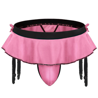 Thong Mini Skirt -Men's Sexy Panties Thong-  Suspenders Panties Underwear Sissy Color : Pink,