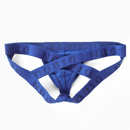 Evankin Men's Sexy Underwear Fun Jockstrap Underpants Cotton U Convex Pouch Belt Open Thong Underwear for Men（Black-L）