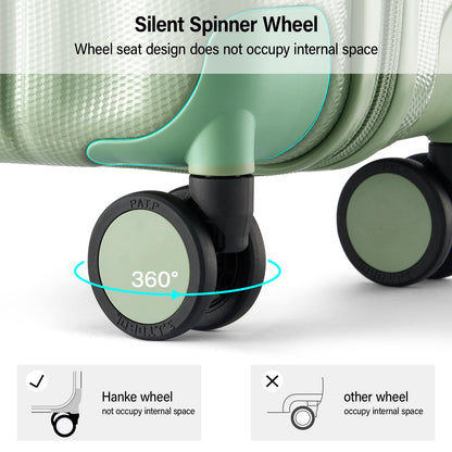 Hanke Hardshell Luggage Sets 3 Piece Extra Large Suitcases with Lock,28 Inch Luggage with Spinner Wheels, PC Travel Suitcase for Women Men 20 24 29Inch,Bamboo Green