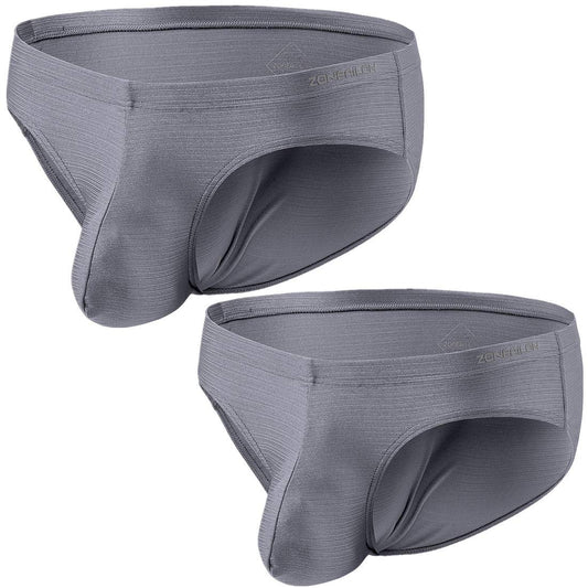 Mens Low Rise Underwear Briefs- Sexy Enhancing Big Pouch Ice Silk Bulge Pouch - Large Size