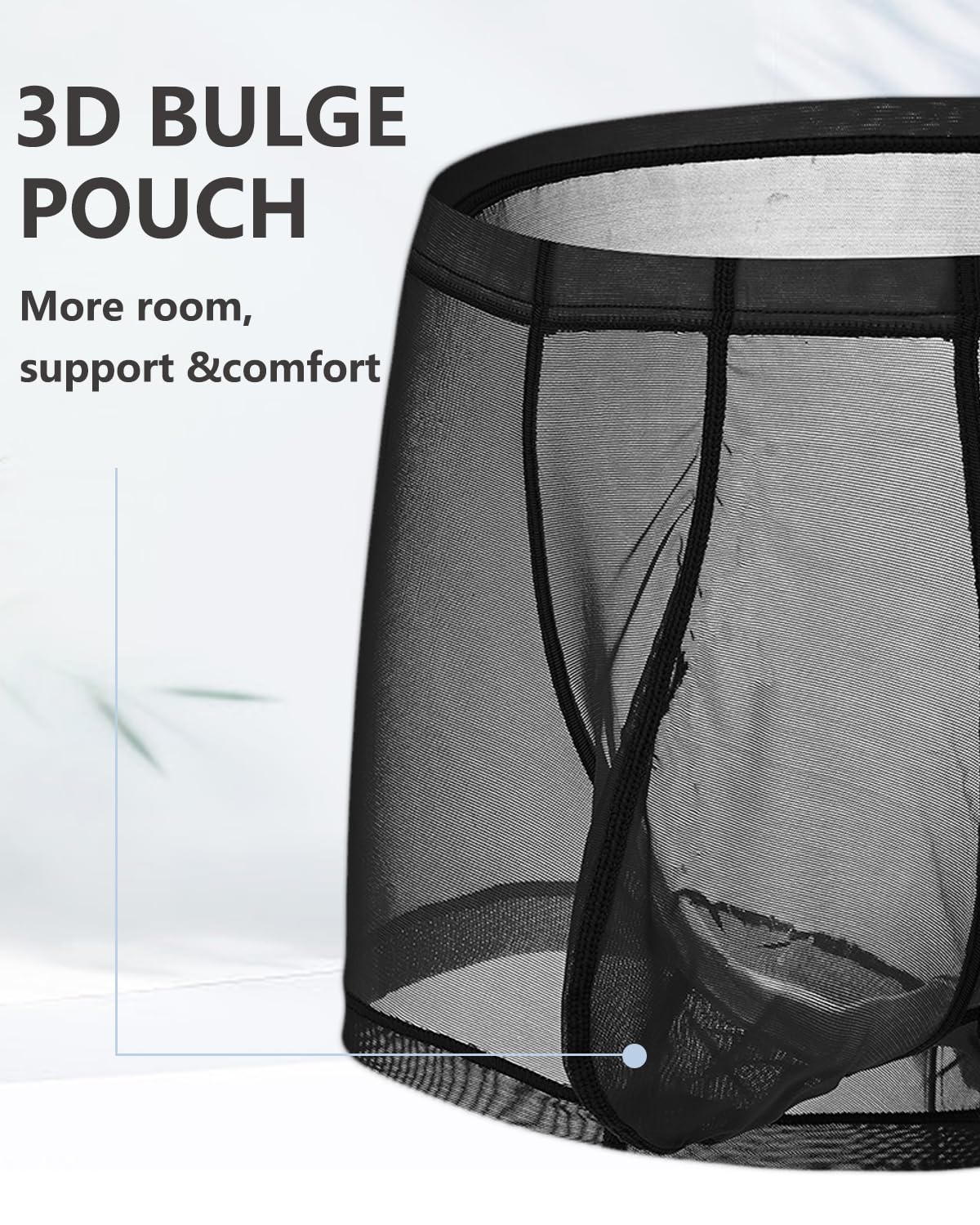 ZONBAILON Mens Mesh Underwear Breathable Cool See Through Boxer Sheer Briefs Sexy Trunks Shorts