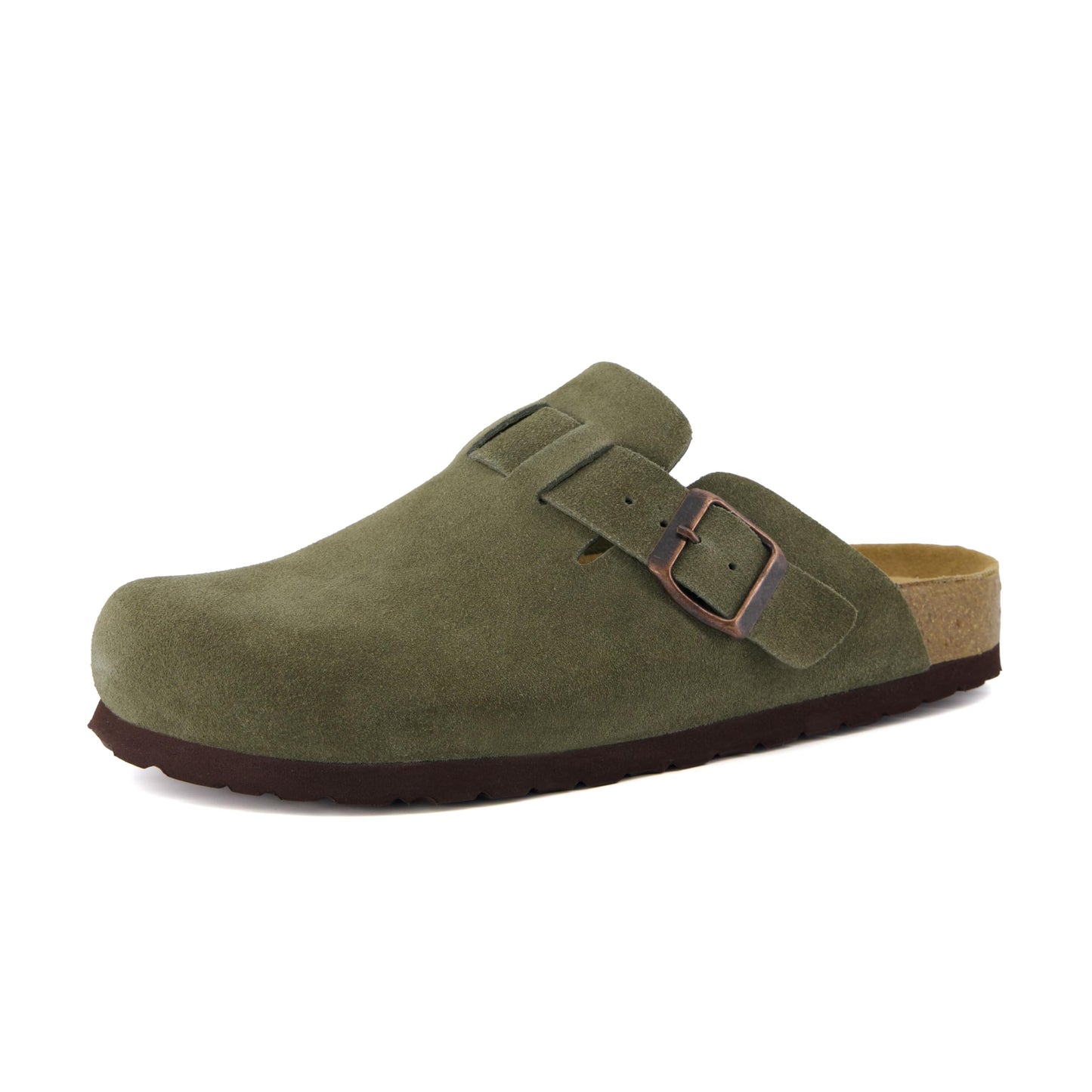 CUSHIONAIRE Hana - Genuine Leather Suede Classic Clog Womens Shoes - Slip On Mule Comfortable Shoes for Women, KHAKI 10W