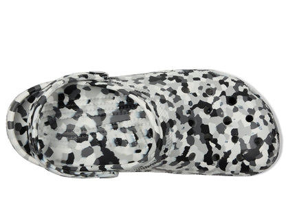 Crocs Unisex Classic Marbled Tie-Dye Clog, Black/White Confetti, 12 Women/10 Men, Medium