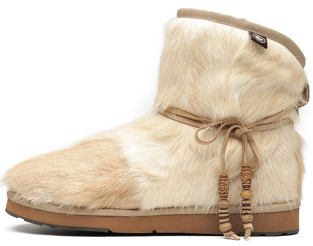 AUMU Women's Classic Mini Sheepskin Winter Boot Fur Boot White Size 10